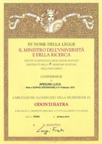 Abilitazione all'esercizio della professione di Odontoiatra - Arduini Luca