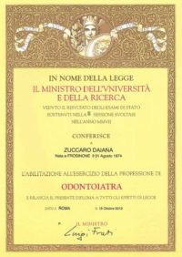 Abilitazione all'esercizio della professione di Odontoiatra - Zuccaro Daiana